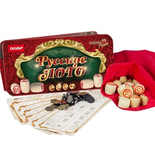 Preisvergleich Produktbild Aeiniweraabbcc Monond PDTXCLS FVLFIL compar Lottospiel Russisches Lotto (Loto) Spielset mit Holzfiguren Bingospiel Familienspiel