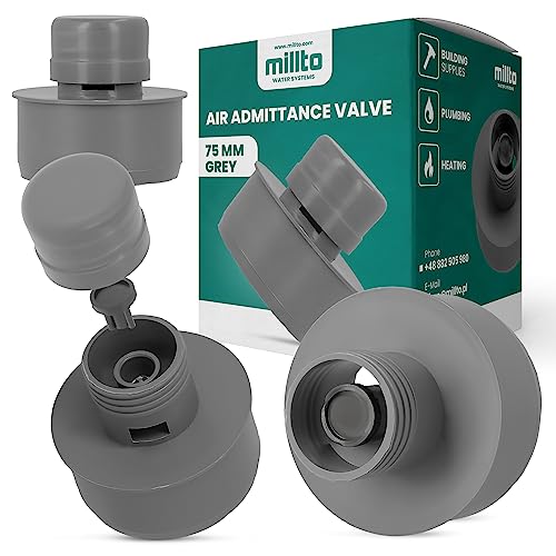 Millto™ Aérateur de Tuyau d'Eaux Usées 75 mm PP - Valve de Ventilation Pour Installations Sanitaires - Système d'Égout Domestique Gris - Drainage et Élimination Des Odeurs