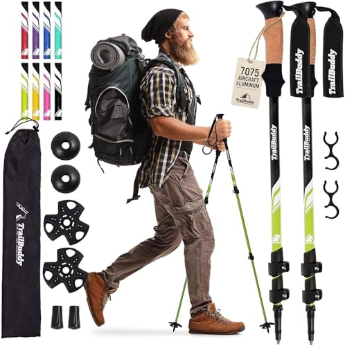 TrailBuddy Trekking Poles – Lightweight 7075 Aluminum...