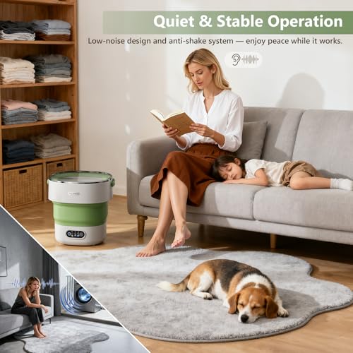 Image of Mini Laundry Machine 16L - Foldable Portable Laundry Machine and Spinner for Baby Clothes, Underwear, Socks; Ideal for Travel, Dorms, Camping