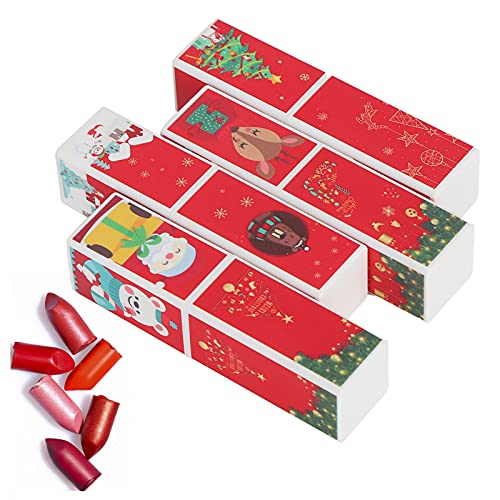 Tubos de lápiz labial vacío DIY de estilo navideño, contenedor cuadrado de bálsamo, 4 uds 6
