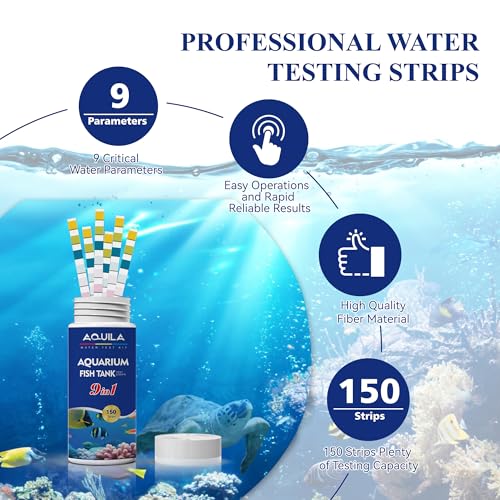 Image of Aquarium Water Test Kit 9-in-1, Aquarium Ammonia Test Strips for Fish Tanks