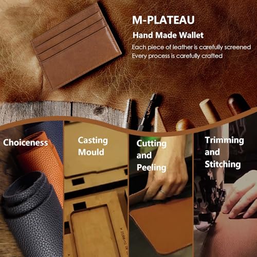 Image of M-Plateau Super Slim Genuine Leather Credit Card Wallet | Card Holder, Small Wallet for Man and Women with 6 Card Slots and 1 Pocket(Tan)