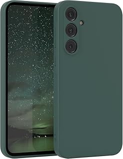 جراب من السيليكون لموبايل سامسونج جالاكسي A55، جراب موبايل من السيليكون أخضر ناعم مضاد للصدمات لموبايل جالاكسي A55 مع حماية للكاميرا لحماية ممتازة بتصميم رفيع - أخضر غامق