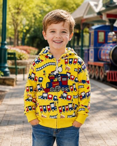 Image of Popshion Boys Toddler Cartoon Dinosaur Hoodies Jacket Cool Long Sleeve Zipper Hooded Sport Sweatshirt Coat for Kids 1-7 Years