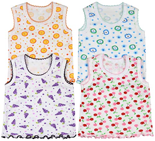 Image of ToBeInStyle Girl's 4 Pack 100% Cotton Ruffle Hem Tank Tops Super Soft Undershirts