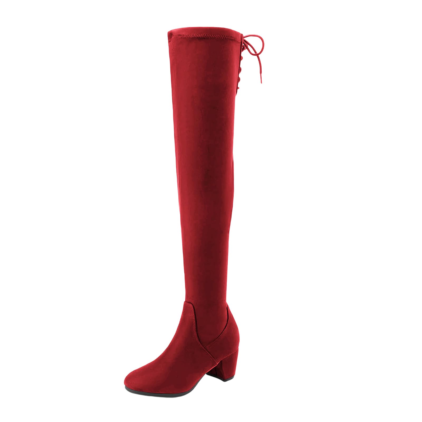 Thigh High Boots For Women Pointed Toe Knee High Faux Suede Boots Chunky Heel Fashion Sexy Faux Fur
