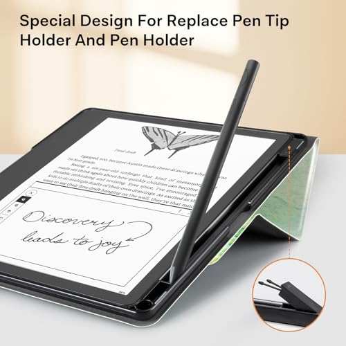 Image of CoBak Case for Tablet Reader - All New PU Leather Cover with Auto Sleep Wake Feature for Tablet Reader 10.2 inch 2022 & 2024 Released with Pen Holder (not Compatible with Remarkable),Green Wheat Field