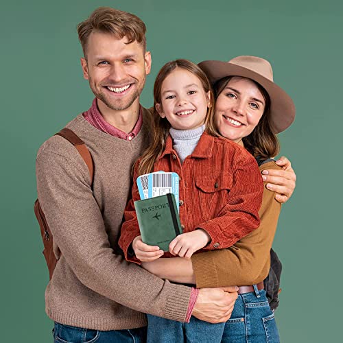 Image of House of Quirk Passport Holder Cover Travel Wallet Organiser, Passport Case with RFID Blocking, PU Leather Travel Document Holder (Green)