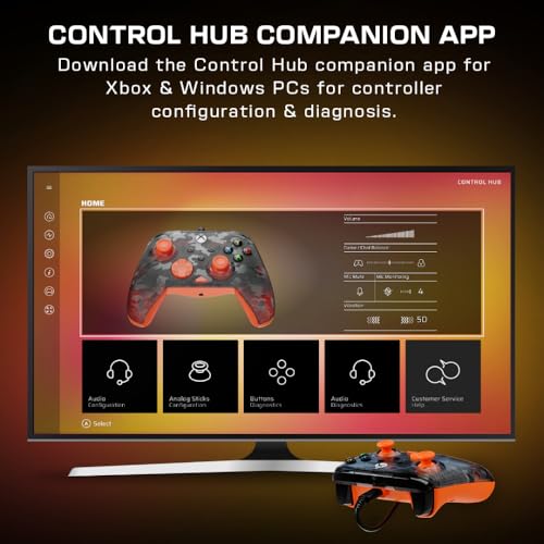 Image of Turtle Beach Rematch Core Wired Gaming Controller Licensed for Xbox & PC | Xbox Series X|S, Xbox One, Audio Controls, Hall-Effect Thumbsticks, Rumble Motors & Impulse Triggers, Ghost Black Camo Orange