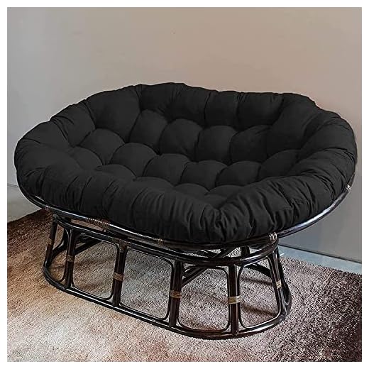 Double Oversized Papasan, Egg Chair Cushion Double Papasan Chair Cushion, Comfortable Chair Pad Egg Chair Cushion Hanging Chair Seat Cushion for Garden Furniture,Black,65456in