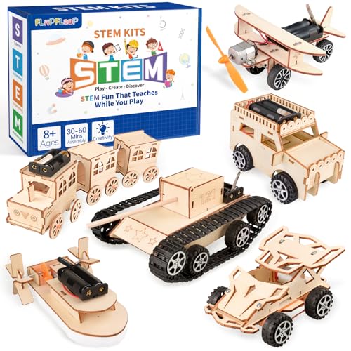 6-in-1 STEM Kits for Kids Age 8-12, Educational STEM Toys for Boys and Girls, Wooden Building Kit for Kids STEM Science Experiments Kit, Ideal Christm