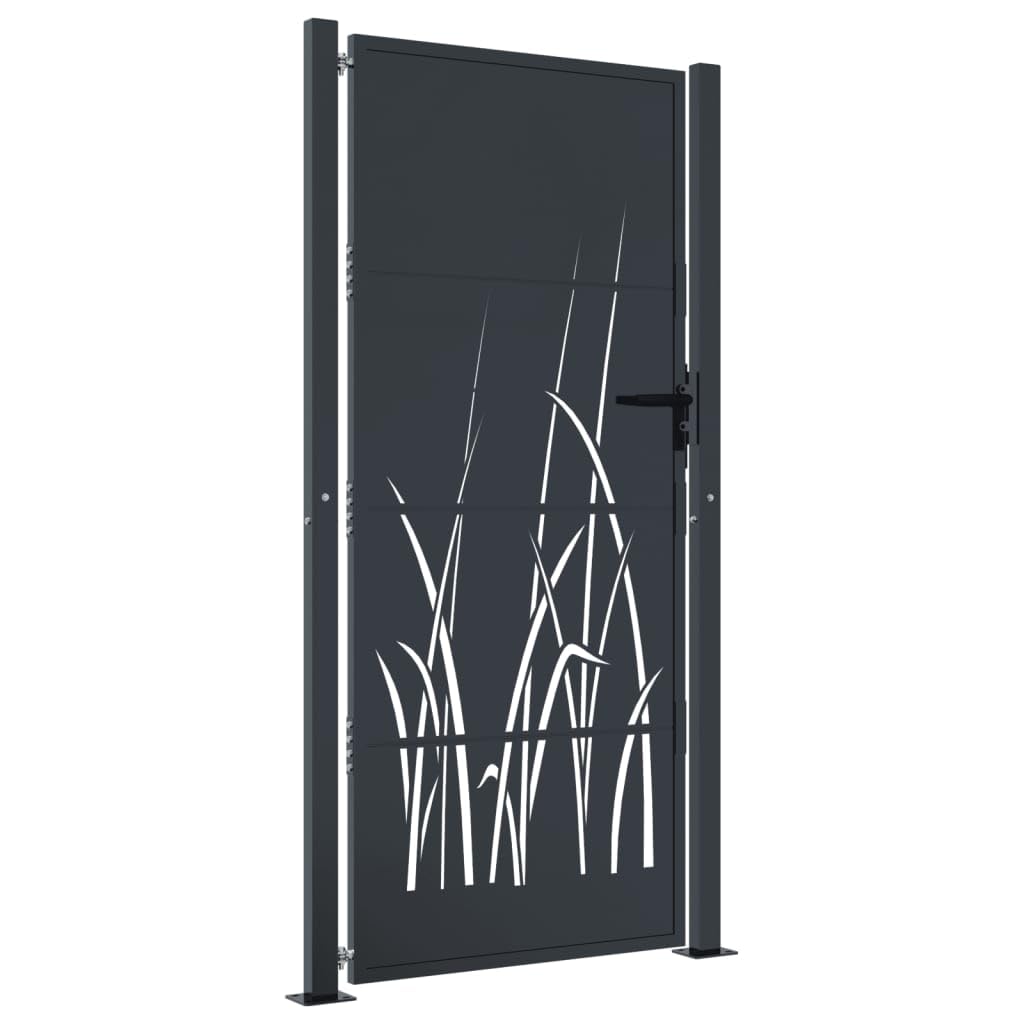 Willood Puerta de jardín acero gris antracita diseño hierba 105x180 cm