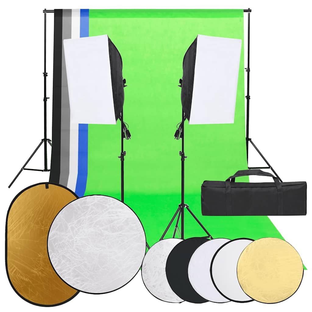 Kit de estudio fotográfico con softbox de iluminación, 5 fondos de colores, reflectores, lámparas LED de luz diurna, trípodes ajustables para fotografía, streaming, vlogging