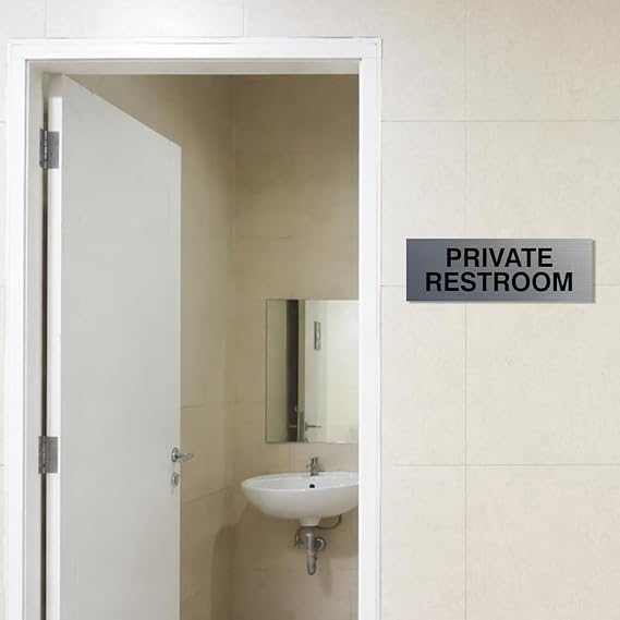Basic Private Restroom Door/Wall Sign - Black - Small