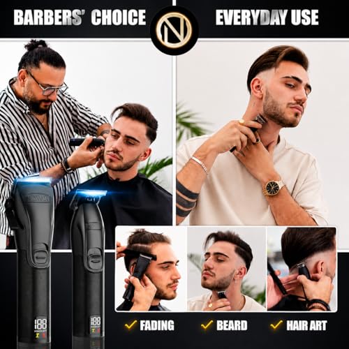 Novah® Professional Hair Clippers for Men, Professional Barber Clippers and Trimmer Set, Mens Cordless Hair Clipper for Barbers Haircut Kit Fade - Image 4