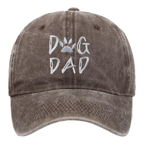 rtdgcv Casquette de baseball avec inscription « Dog Dad », brodée, lavable, chapeau de soleil de plein air pour hommes et femmes, chapeau décontracté de loisirs pour hommes, bronze, taille unique