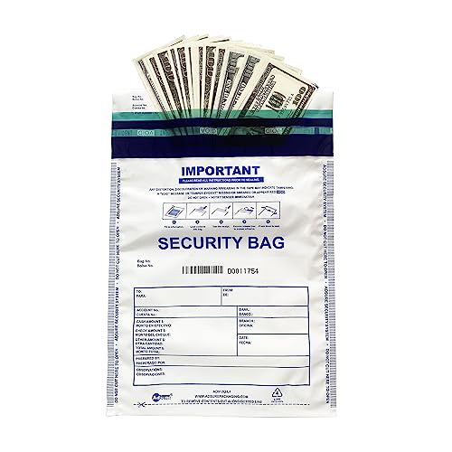 ADSURE Sacos de depósito bancário de segurança de plástico branco nível 4 para dinheiro | Pacote com