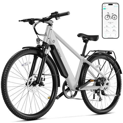 Image of TST Electric Bike for Adults with Peak 750W Motor, 36V /7.8 Ah Removable Built-in Battery, 40Miles 25MPH City E Bike, 26 inch Electric Bicycle for Commute, White