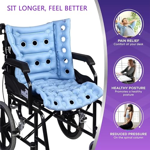 Protector de colchón antiescaras – Cojín de asiento inflable con bomba de mano para alivio de presión – Ideal para silla de ruedas, avión, coche y oficina