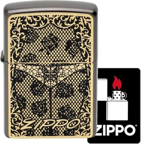 Encendedor Zippo de aceite vintage con diseño mariposa miniatura 2