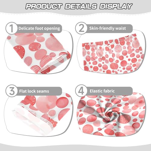 KLL Red Polka Dot White Background Girls Athletic Leggings Comfortable High Waisted Workout Pants Running3