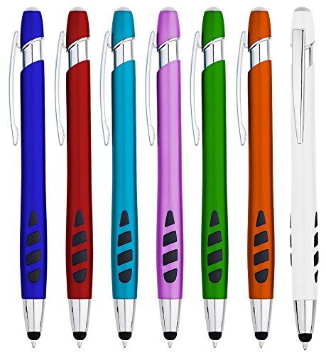 SyPen Stylus Pens - 2 in 1 Touch Screen & Writing Pen, Sensitive Stylus Tip - For Your iPad, iPhone, Kindle, Nook, Samsung Galaxy & More - Assorted Barrel Colors, Black Ink, 28 Pack