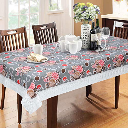 Dakshya Industries PVC Floral Beige Anti-Slip Dining Table Cover 6 Seater |60×90 Inches(Plastic, Rectangular, Pack of 1)