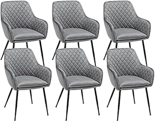 Yaheetech Modern Gray 6pcs Dining Room Chairs Fabric Accent Chairs Upholstered Tub Chairs for Counter Desk or Table Home Kitchen
