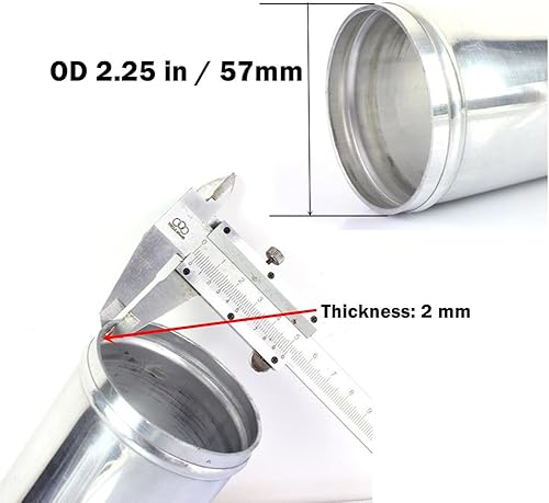 Miniatura 2 de L 20" (500 mm), OD 2.25" (57mm) Tubo de tubería de aluminio recto universal Tubo intercooler Tubo de entrada de aire pulido
