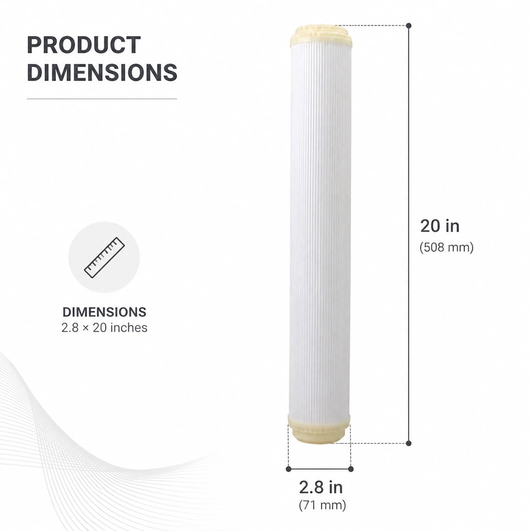 4er-Pack 2,8 x 20 Zoll UF-Membran-Hohlfaser-Ersatzkartusche, 0,01 Mikron Filtration, geeignet für Brunnenwasser, Untertisch- und Hauswasserfiltersysteme