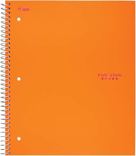 Five Star, cuaderno espiral, 1materias, con papel rayado, 100hojas, 10-12 x 8 pulgadas, Anaranjado