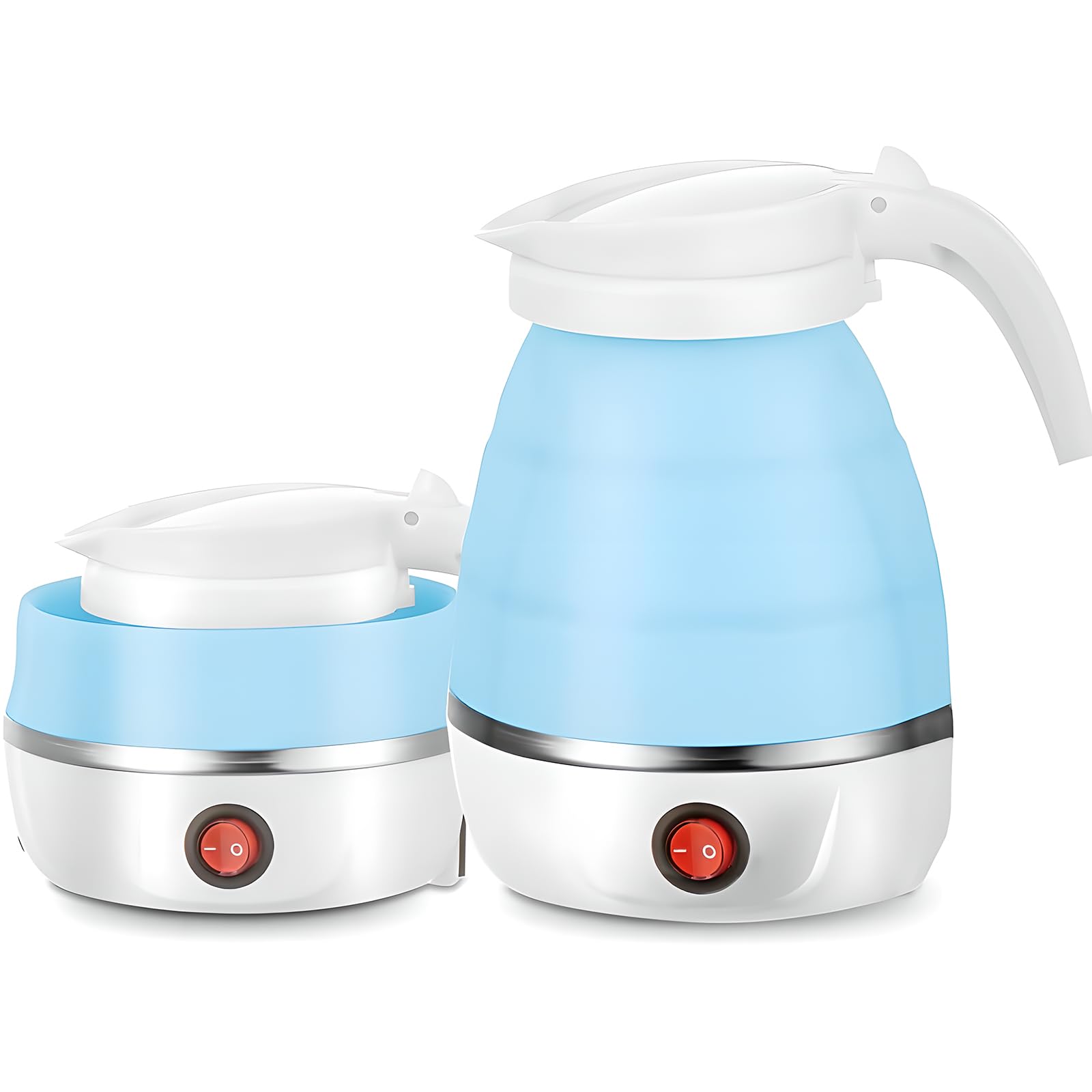 Foldable Electric Mini Kettle, 600ML Silicone Travel Tea & Coffee Maker, Portable with Separable Power Cord for Outdoor Hiking & Camping