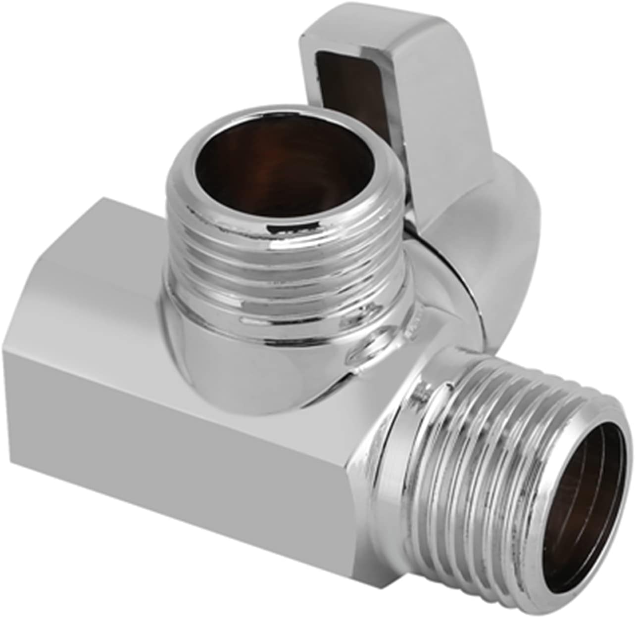 G1/2" Brass Shower Arm Diverter 3 Way Diverter Valve for Hand Shower and Fixed Shower Head T Shape Adapter Valve for Shower Arm Mounted (Chrome Finish)