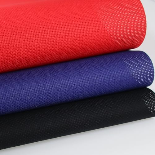 Image of KCS 3 pc of 15 inch x 18 inch(38cmx45cm) Counted Cross Stitch Cotton Aida Cloth Needlework Rolled Fabric Box,14CT,Red+Royal Blue+Black