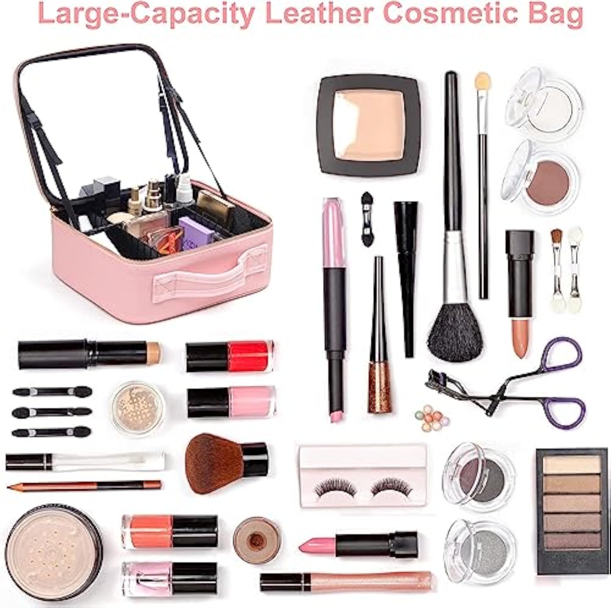 Travel Makeup Bag with Light Up Mirror