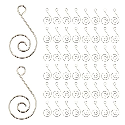 DNCG Ornament Hangers, Christmas Ornaments Hooks, 50 Stainless Steel Silver Tree Hooks
