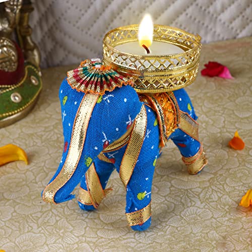 Satvik 2 Pc Cotton Elephant Design Tealight Candle Holder Decorative Lantern Diwali Deepawali Handcrafted/Handmade Home Decoration Indian Festival Housewarming Gifts Items (Color May Vary) - Image 6