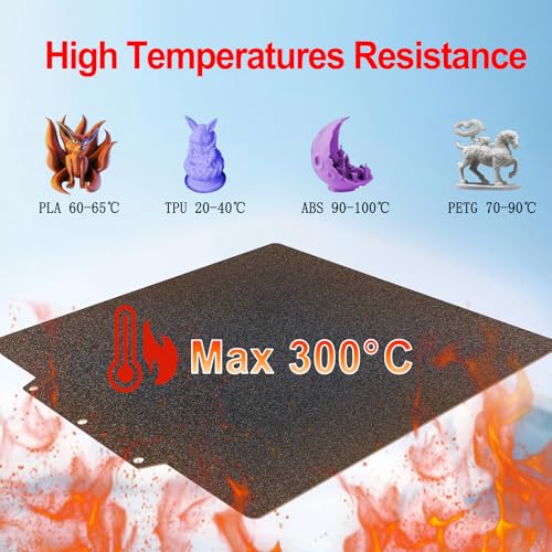 Image of Black PEI Build Plate for Adventurer AD5X /5M /5M Pro, Textured PEI Spring Steel Flexible Platform Heated Bed for Neptune 3 Pro /4, Kobra, Ender 3 /3 Pro /3S1 /3v2, CR 20 /CR 20 Pro, Ender 5 /5 Pro