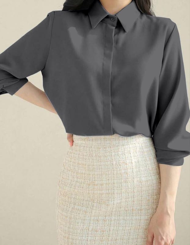 Image of Women's Regular Fit Korean Style Shirts | Stylish Western Shirt with Concealed Placket | Casual & Office Wear Shirt for Women