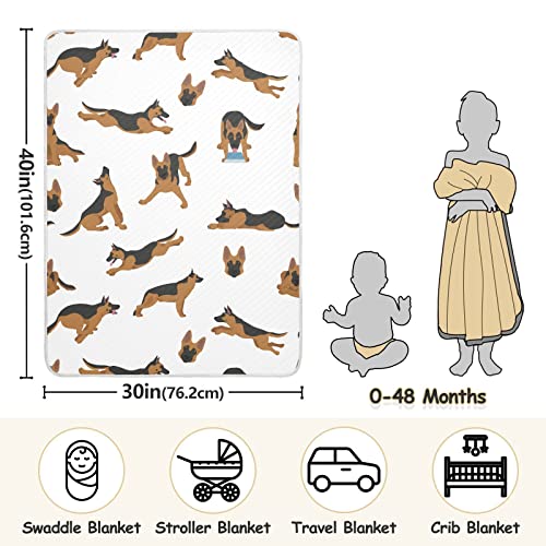 Image of Swaddle Blanket German Shepherd Dogs Running Cotton Blanket for Infants, Receiving Blanket, Lightweight Soft Swaddling Blanket for Crib, Stroller, Nursery Blankets, 30X40 in