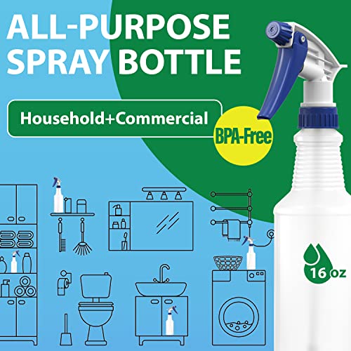 Bar5F Plastic Spray Bottles Empty 16-Ounce For Chemical And Cleaning Solutions Adjustable Head Sprayer Fine To Stream 4-Pack (Blue) #TOP1