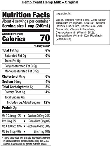 Manitoba Harvest Hemp Yeah! Hemp Milk Original 32 oz (Pack of 6)