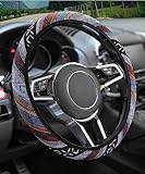 Zlirfy Boho Car Steering Wheel Cover,Ethnic Style Coarse Flax Cloth Steering Wheel Protection,15 inch New Baja Blanket Steering Wheel Cover,Anti-Slip,Breathable,Universal Fit Most Cars