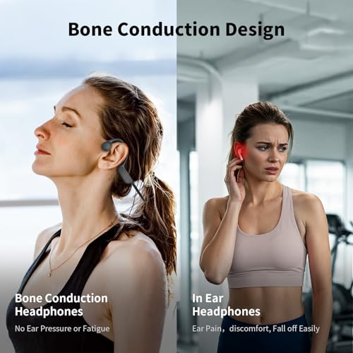 Image of Haowolf Bone Conduction Headphones, Bluetooth 5.4 with Mic Open Ear IPX8 Waterproof Headsets, Swimming Headphones 10H Playtime Wireless Earbuds for Sports, Running, Cycling