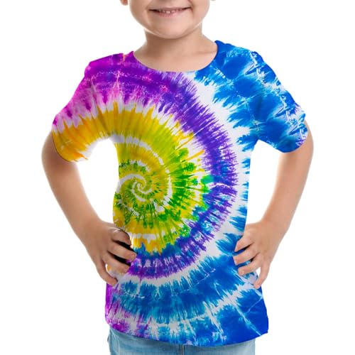 Image of Big Kids Tie Dye Shirt for Boys Girls Short Sleeve Hippie Tshirt Senior Tee