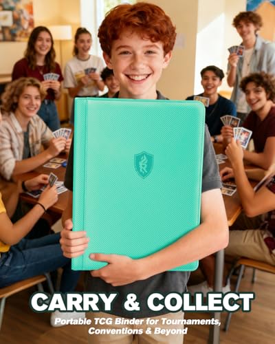 Image of 9 Pocket Top Loader Binder with Zipper - Holds 288 Toploaders - Premium Double-Sided Card Album for Trading Cards, TCG, MTG, Sports Cards (Glacier Mint)