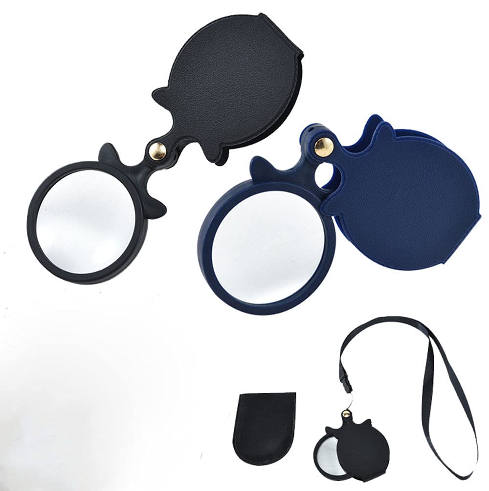 Sponsored Ad – Meichoon Mini Magnifying Glass 2pcs 10X Small Pocket Folding Magnifier with Rotating Protective Holster for Reading Newspapers/Books/Magazines,Science,Jewelry,Hobbies(Black+Blue)