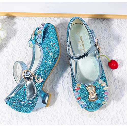 OMEARK Girls Princess Dress Up Shoes Sparkly Low Heeled Rhinestone Bow Tie Round Toe Shoes Fashion Glitter Sequins Pumps Shoes for Toddler/Little Kid Party Wedding Dress Shoes2