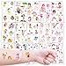 Tatuaggi Temporanei Bambini, 15 Fogli Adesivi Tatoo Set di Fata Principessa fiore, Regalo Gadget Compleanno per Festa di Ragazze